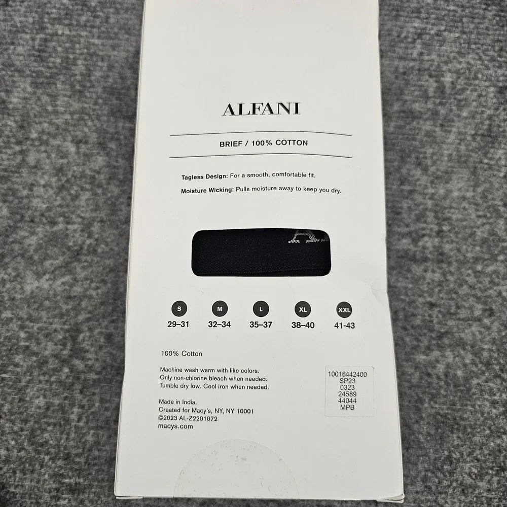Alfani Mens Briefs 4 Pack 100% Cotton Tagless Moisture Wicking Deep Black Small‎